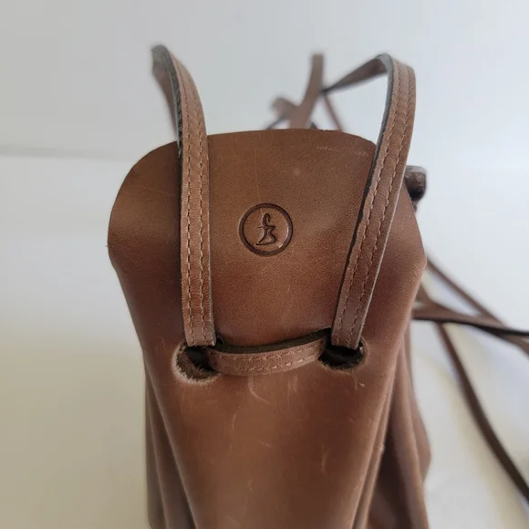 Italian Vintage Brown Leather Crossbody Mini Bag Minimalist We Were Born Free - Picture 6 of 15